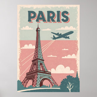 Póster Cartel de Viajes de la Vieja París - Torre Eiffel