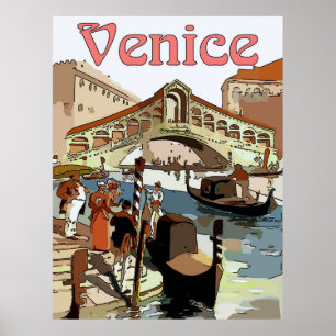 Póster Cartel de Viajes de Venecia, añadir texto