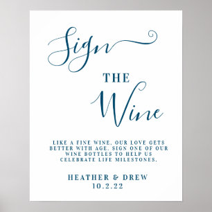 Póster Cartel de vino azul marino para boda