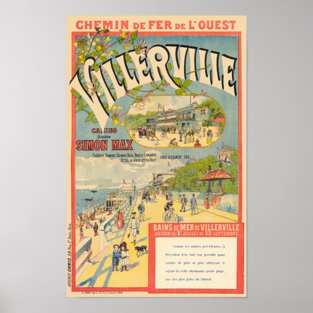 Póster Cartel de Vintage del Ferrocarril Villerville Fran (Frente)