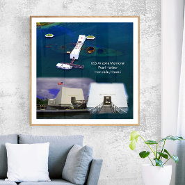 Póster Cartel de vistas del Memorial de la USS Arizona, P