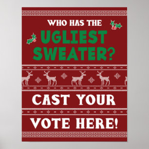 Póster Cartel de votación para fiesta de suéteres feos de