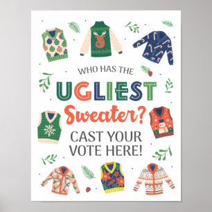 Póster Cartel de votación para fiesta de suéteres feos de