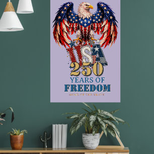 Póster Cartel del Águila Patriótica USA Versión Púrpura