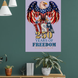 Póster Cartel del Águila Patriótica USA Versión Púrpura