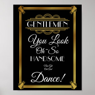 Póster Cartel del baño Art deco Mens