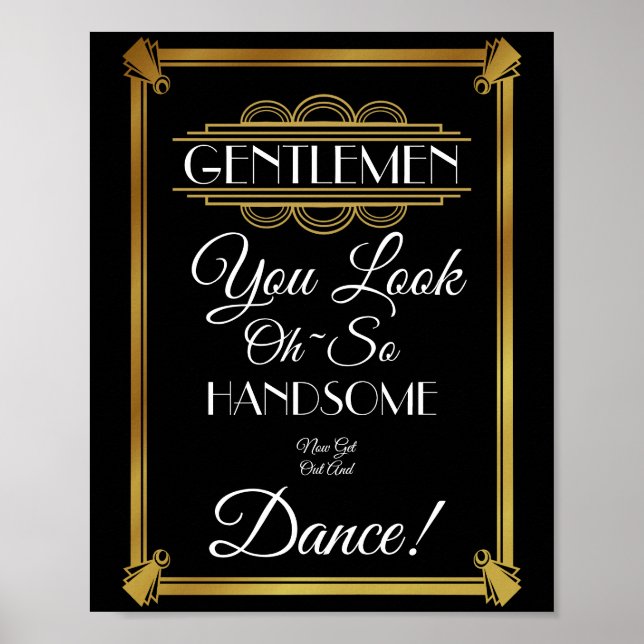 Póster Cartel del baño Art deco Mens (Frente)