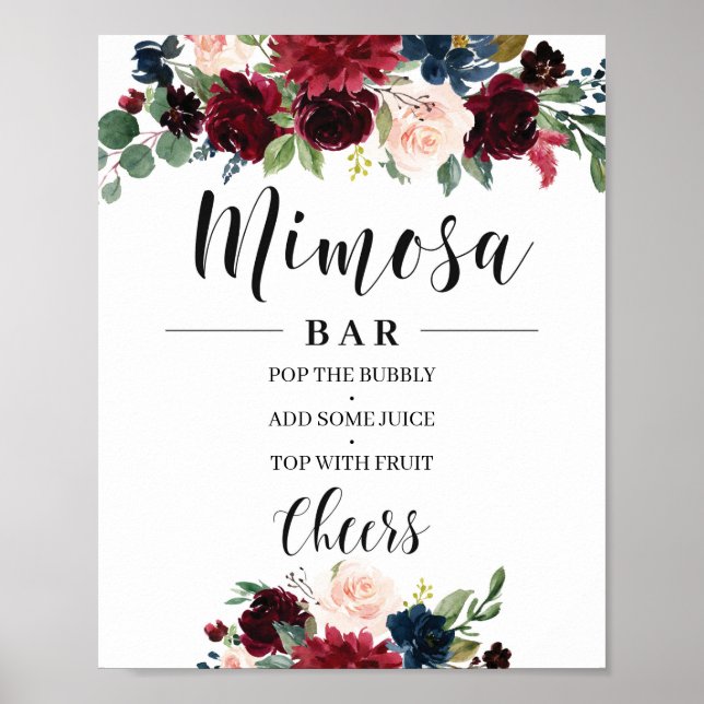 Póster Cartel del bar de la mimosa floral de la marina Bo (Frente)