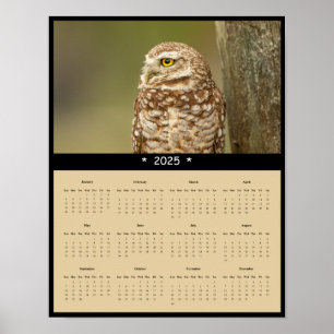 Póster Cartel del calendario de pared del búho de madrigu