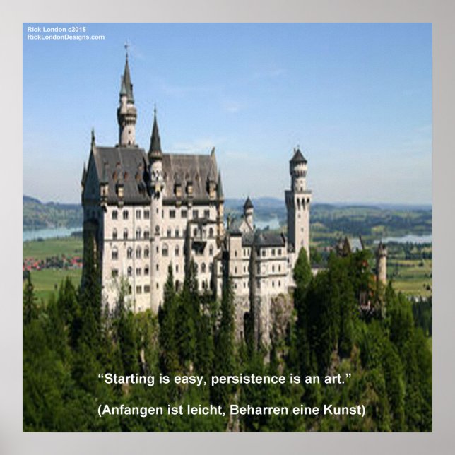 Póster Cartel del Castillo de Neuschwanstein y dicho alem (Frente)