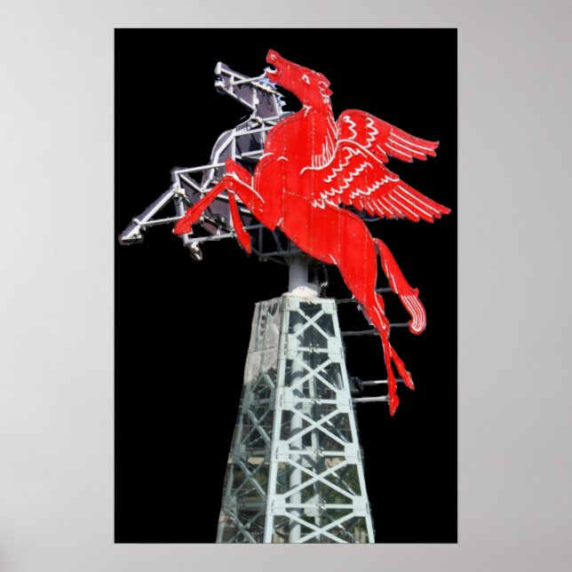Póster Cartel del centro de Dallas Pegasus Neon (Frente)