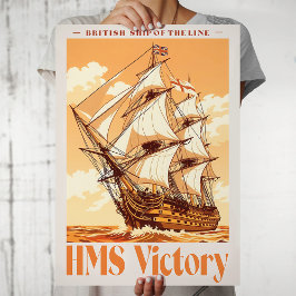 Póster Cartel del HMS Victory Icono Británico de Barco de