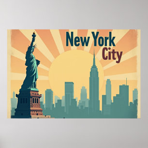 Póster Cartel del horizonte de la ciudad de Nueva York al