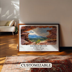 Póster Cartel del Jardín de los Dioses Colorado, Acuarela