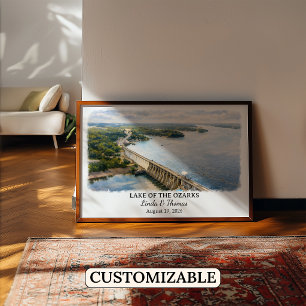 Póster Cartel del Lago de los Ozarks Missouri, Acuarela