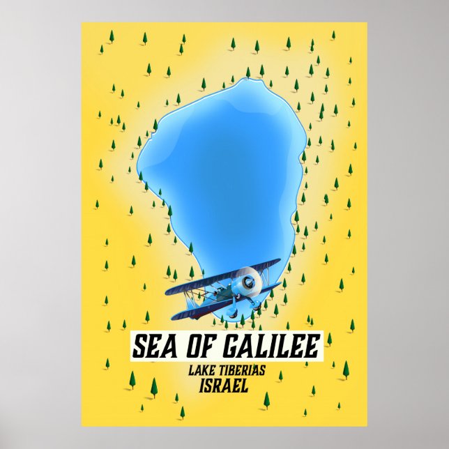Póster Cartel del mapa del Mar de Galilea Israel (Frente)