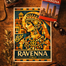 Cartel del mosaico de la emperatriz bizantina de R