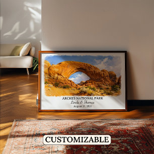 Póster Cartel del Parque Nacional Arches Utah, Acuarela