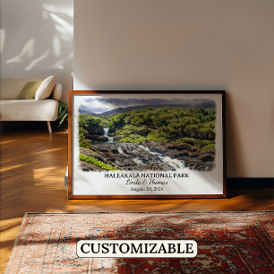 Póster Cartel del Parque Nacional Haleakalā Hawaii, Acuar