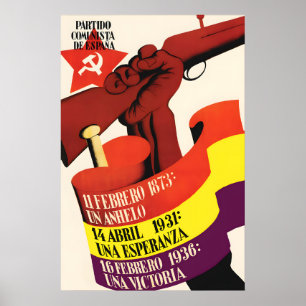 Póster Cartel del Partido Comunista de la Guerra Civil Es