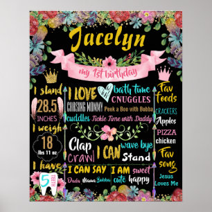 Póster Cartel del primer Día de Nacimiento de Flores