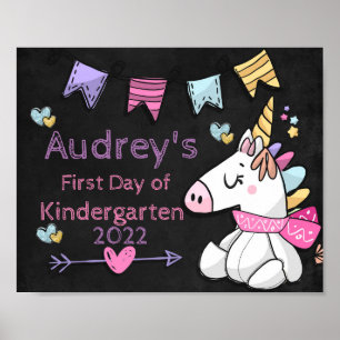 Póster Cartel del primer día escolar de Unicornio y Estre