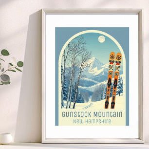 Póster Cartel del resort de esquí de Gunstock Mountain Ne