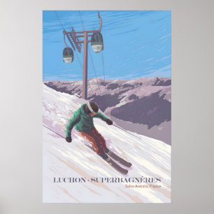 Póster Cartel del Resort de Esquí de Luchon-Superbagnères