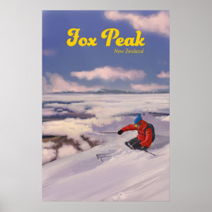 Póster Cartel del Resort de Esquí Fox Peak Nueva Zelanda