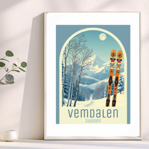 Póster Cartel del resort de esquí Vemdalen Härjedalen Sue