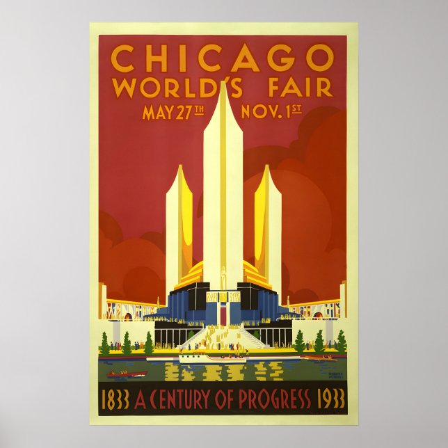 Póster Cartel del Siglo de Progreso de Chicago - Feria Mu (Frente)