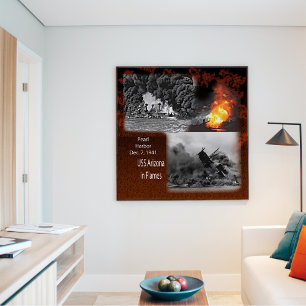 Póster Cartel del USS Arizona, Pearl Harbor 1941