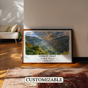 Póster Cartel del Valle de Yosemite California, Acuarela