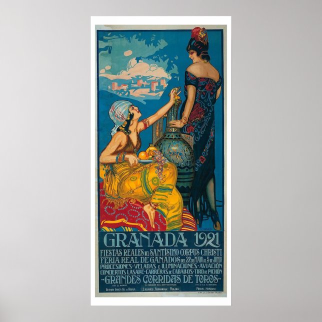 Póster Cartel del Viaje del Festival Granada de 1921 (Frente)