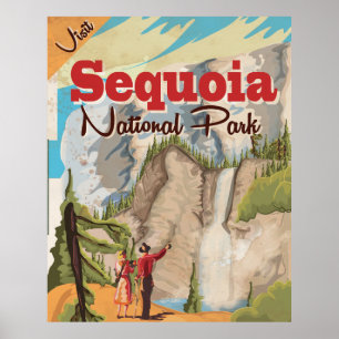Póster Cartel del viaje del vintage de la secoya
