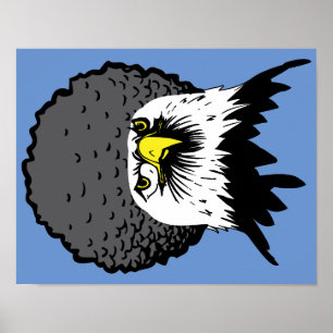 Póster Cartel divertido afro del águila calva americana