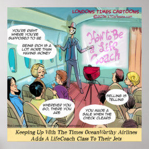 Póster Cartel Divertido de Aerolíneas Clase Coach de Vida