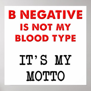 Póster Cartel Divertido de B Negativo