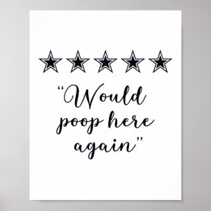 Póster Cartel Divertido de Baño Me Cagaría Aquí de Nuevo