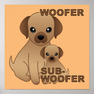 Póster Cartel divertido de cachorro de perro subwoofer