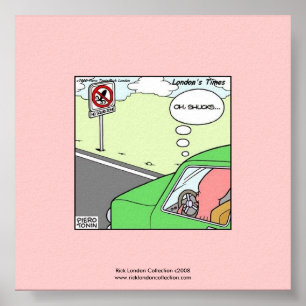 Póster Cartel Divertido de Dibujos Animados de Zona Sin C