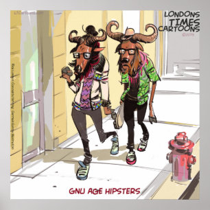 Póster Cartel divertido de la edad de Gnu de los hipsters