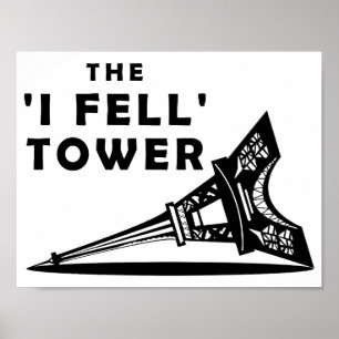 Póster Cartel Divertido de la Torre "Me Caí"