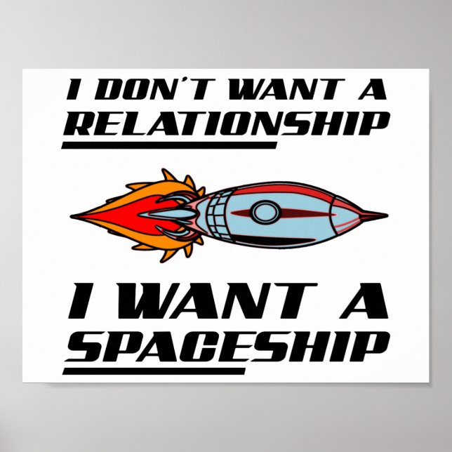 Póster Cartel Divertido de Nave Espacial de Relación (Frente)