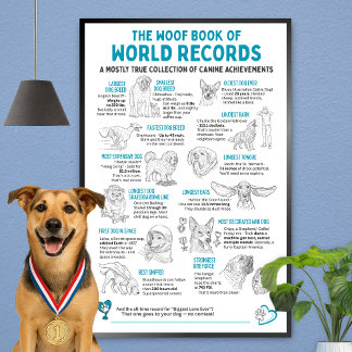 Póster Cartel divertido de perros - Récords mundiales can