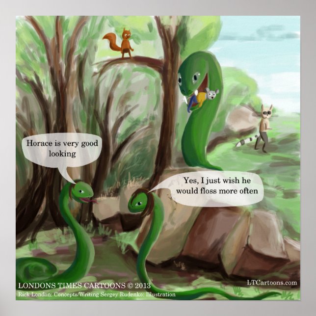 Póster Cartel Divertido de Serpiente y Ratón (Frente)