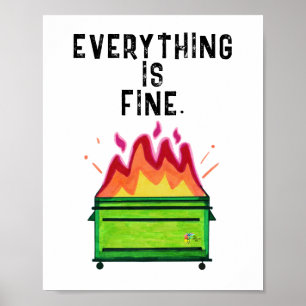 Póster Cartel Divertido de Trabajo Incendio en el Contene