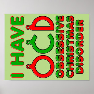 Póster Cartel divertido del trastorno obsesivo de Navidad