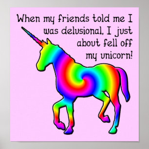 Póster Cartel Divertido del Unicornio Delirante