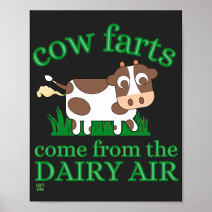 Póster cartel divertido "FLATULENCIAS DE VACA..."